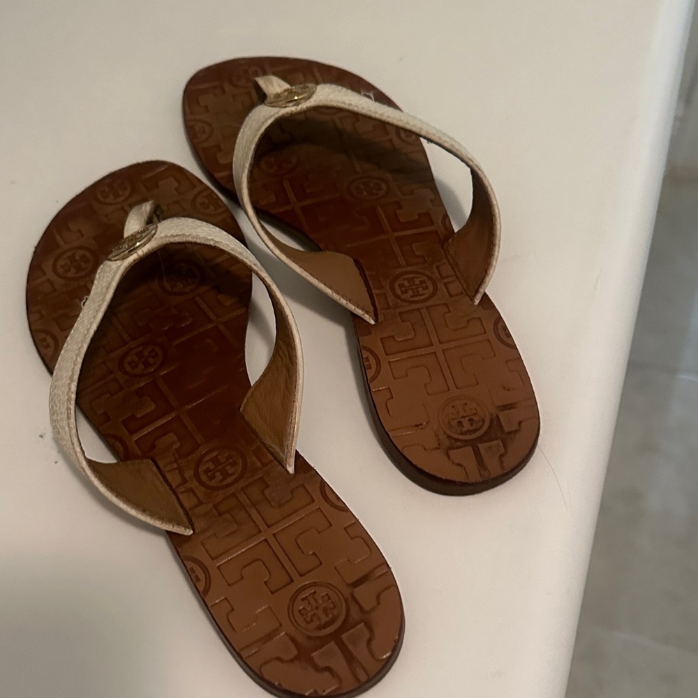 Tory Burch Brown and Cream Sandals